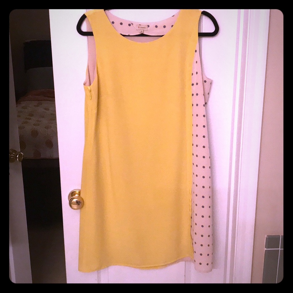 Cremieux Yellow Shift Atlas Dress